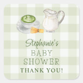 Sticker Carré Nous vous aimons tellement Matcha Vert Gingham Bab (Devant)