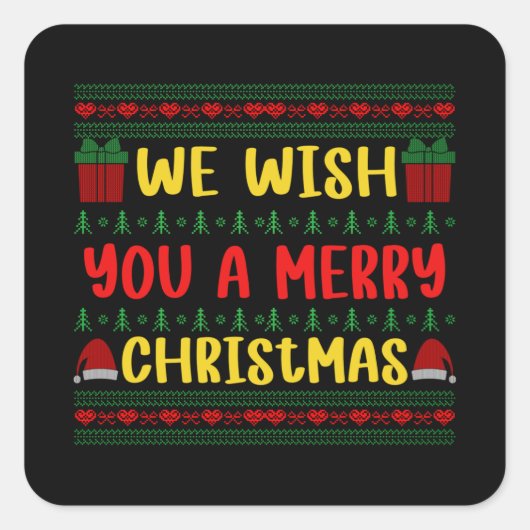 Sticker Carré Nous vous souhaitons un Joyeux Noël (Devant)