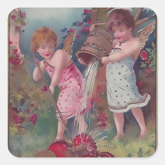 Sticker Carré Nouveau amour et coeur (Devant)