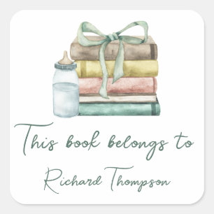 Sticker Carré nouveau baby shower de chapitre - ce livre apparti