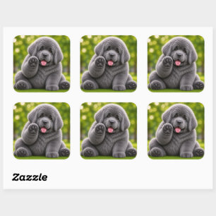 Sticker Carré Nouveau chien gris grassouillet