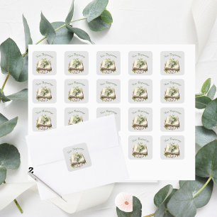 Sticker Carré Nouveau début Floral Open Book Mariage