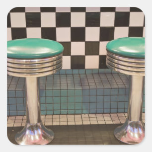 Sticker Carré Nouveau-Mexique, Albuquerque. Le 66 Diner