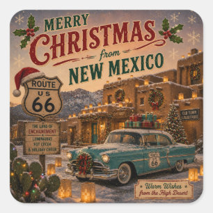 Sticker Carré Nouveau-Mexique Route 66 Souvenir de vacances