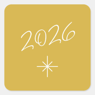 Sticker Carré Nouvel An 2025 Simple Snowflake Gold