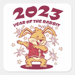 Sticker Carré Nouvel An chinois 2023 - Année du lapin