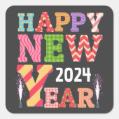 Sticker Carré Nouvel an drôle et heureux (Devant)