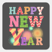 Sticker Carré Nouvel an drôle et heureux (Devant)