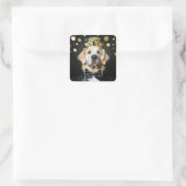 Sticker Carré Nouvel an Golden Retriever dans Tuxedo (Sac)