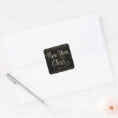 Sticker Carré Nouvel an Jouer Black Gold Script Parties scintill (Enveloppe)