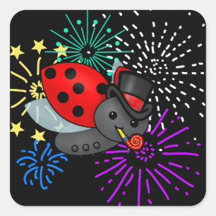 Sticker Carré Nouvelle année Ladybug
