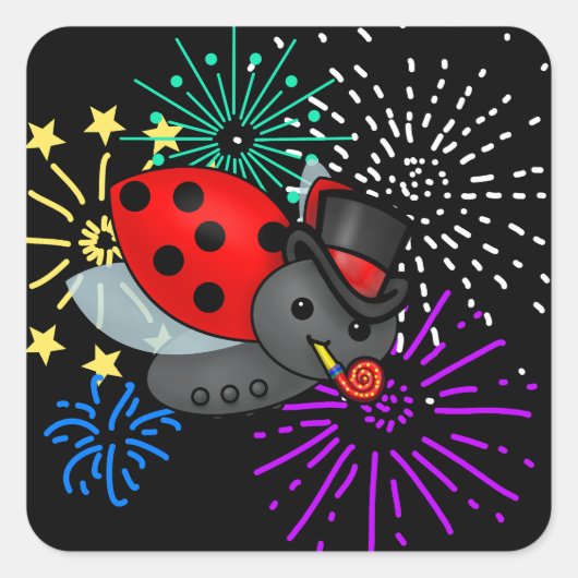 Sticker Carré Nouvelle année Ladybug (Devant)