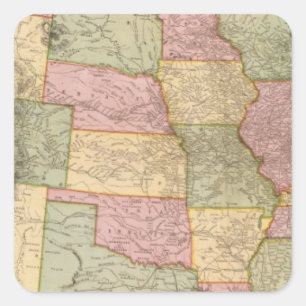 Sticker Carré Nouvelle carte de chemin de fer des Etats-Unis