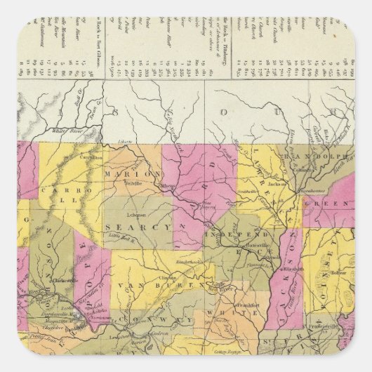 Sticker Carré Nouvelle Carte De L'Arkansas (Devant)