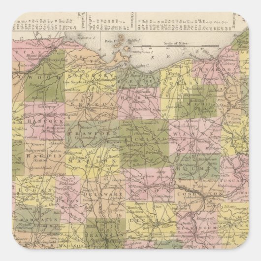 Sticker Carré Nouvelle Carte De L'Ohio (Devant)