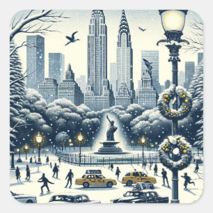 Sticker Carré Nouvelle élégance des fêtes à New York - Carte de