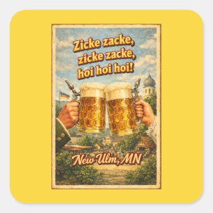 Sticker Carré Nouvelle Ulm MN Bière Allemande Oktoberfest Autoco