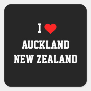 Sticker Carré NOUVELLE-ZÉLANDE : I Love Auckland, Nouvelle-Zélan