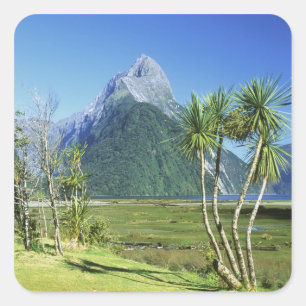 Sticker Carré Nouvelle-Zélande, île du Sud,  Mitre Peak,