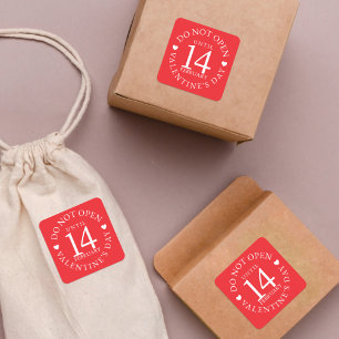 Sticker Carré N'ouvrez pas avant le 14e jour de Saint Valentin R