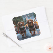 Sticker Carré Nova Scotia Duck Toller Christmas Snow Holiday (Enveloppe)