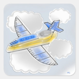 Sticker Carré Nuages d'avion Enfants