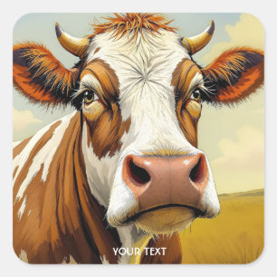 Sticker Carré Nuages de terrain de vache mignonne Imaginaire