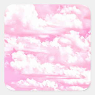 Sticker Carré Nuages Pastel Rose Chaud