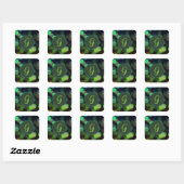 Sticker Carré Nuances de cercles verts et monogramme (Feuille)
