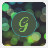 Sticker Carré Nuances de cercles verts et monogramme (Devant)