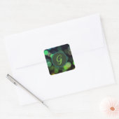 Sticker Carré Nuances de cercles verts et monogramme (Enveloppe)