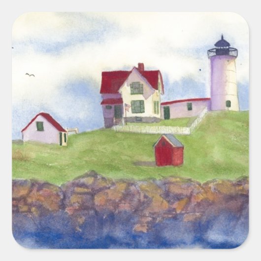Sticker Carré Nubble Light House York Maine (Devant)