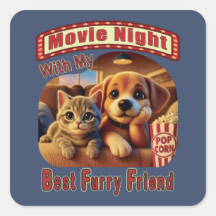 Sticker Carré Nuit de cinéma - Meilleur Ami de la fureur - Cute