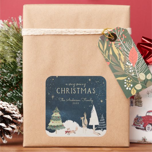 Sticker Carré Nuit d'Hiver | Merci pour ce Noël élégant et doré (vacances)