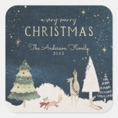 Sticker Carré Nuit d'Hiver | Merci pour ce Noël élégant et doré (Devant)