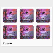 Sticker Carré Nuit du Corbeau d'Halloween (Feuille)