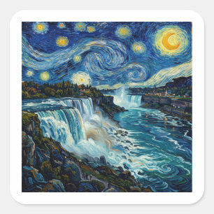 Sticker Carré Nuit étoilée des chutes du Niagara