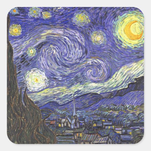 Sticker Carré Nuit étoilée par Vincent van Gogh (Devant)