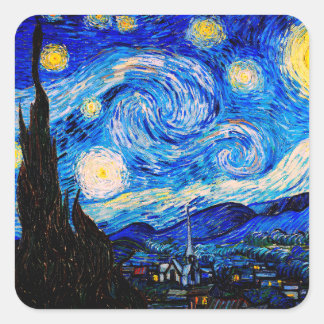 Sticker Carré Nuit étoilée Vincent Van Gogh