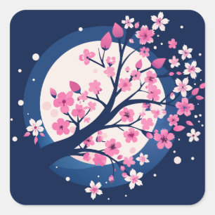 Sticker Carré Nuits Cherry Blossom