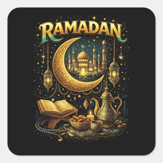 Sticker Carré Nuits dorées du Ramadan (Devant)