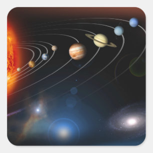 Sticker Carré numériquement image générée de notre système solai