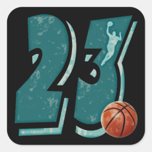 Sticker Carré Numéro 23 Basketball et Joueur