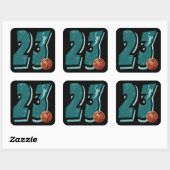 Sticker Carré Numéro 23 Basketball et Joueur (Feuille)