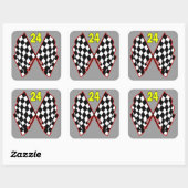 Sticker Carré Numéro 24 et drapeaux Checkered (Feuille)
