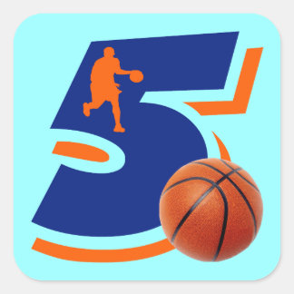 Sticker Carré Numéro 5 Joueur de basket-ball