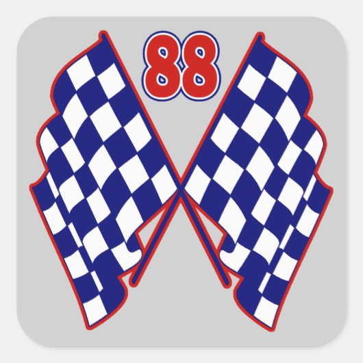 Sticker Carré Numéro 88 et drapeaux Checkered (Devant)