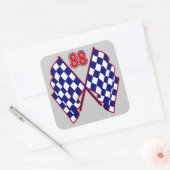 Sticker Carré Numéro 88 et drapeaux Checkered (Enveloppe)