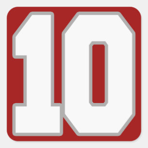 Sticker Carré Numéro de jersey blanc et argent 10