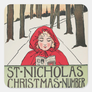 Sticker Carré Numéro de Noël vintage Saint-Nicolas (1896)